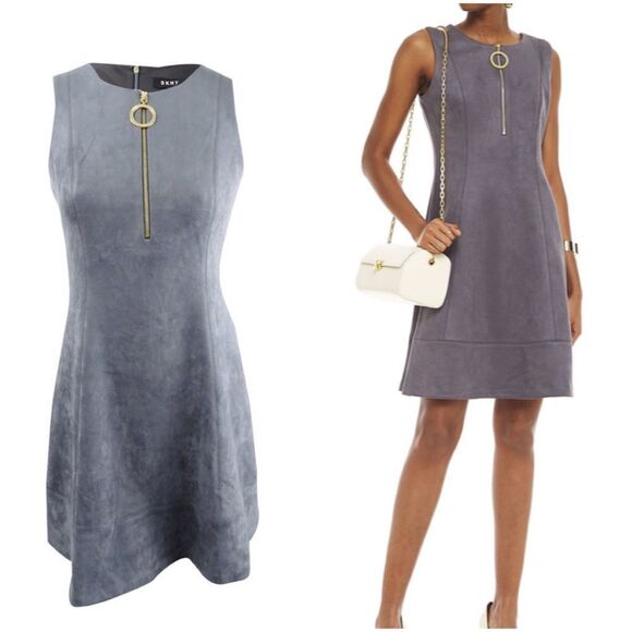 DKNY Women's Faux-Suede Fit & Flare Dress Size 12